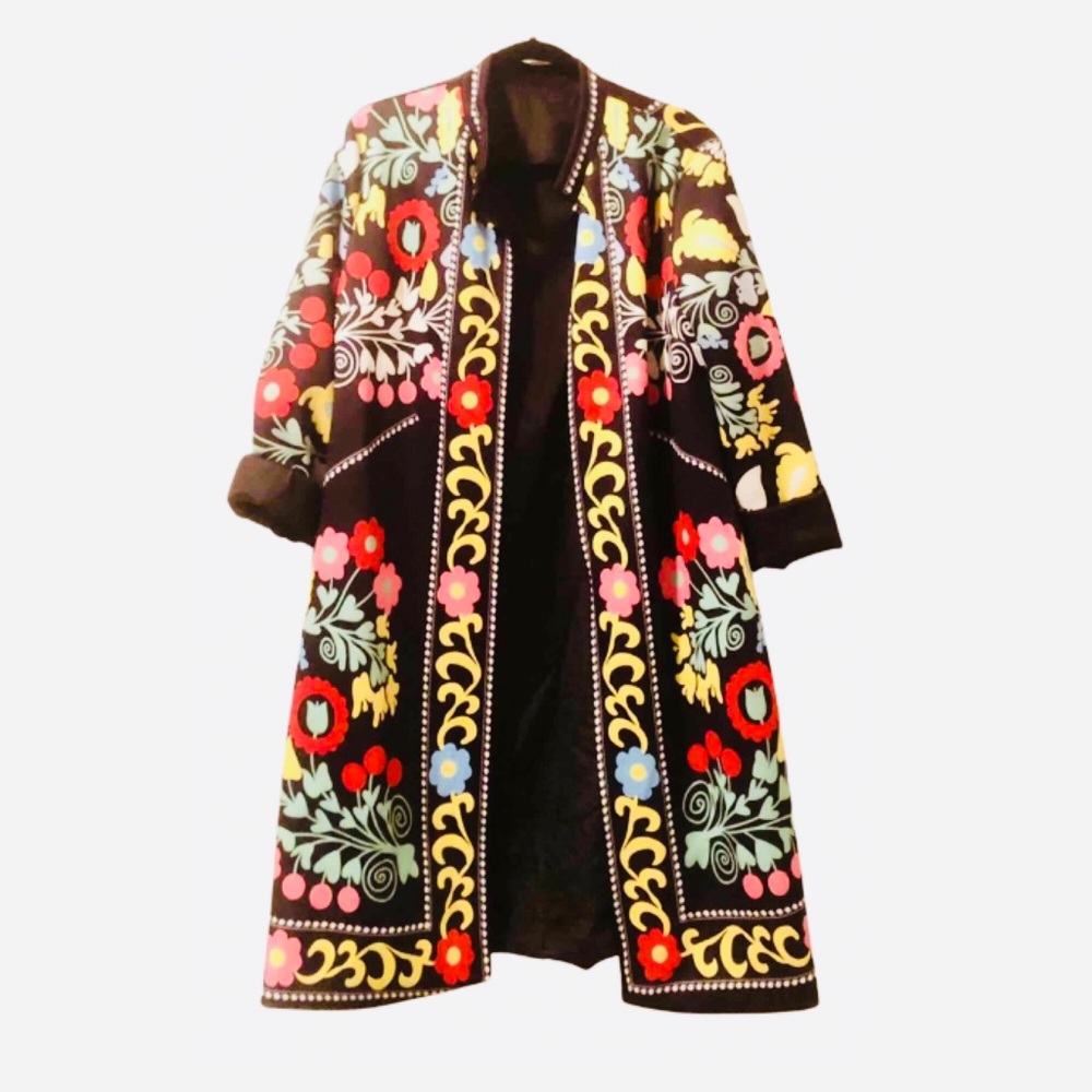 Oversized Floral Neoprene Like Coat